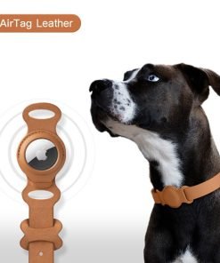 Alternative view of Leather Pet Adjustable Collar For Apple Airtag Location Tracker